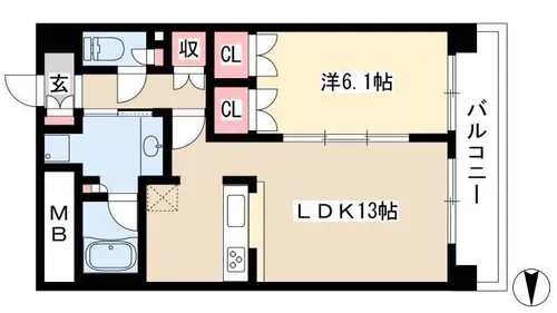 グラン・アベニュー名駅【9階】の間取り