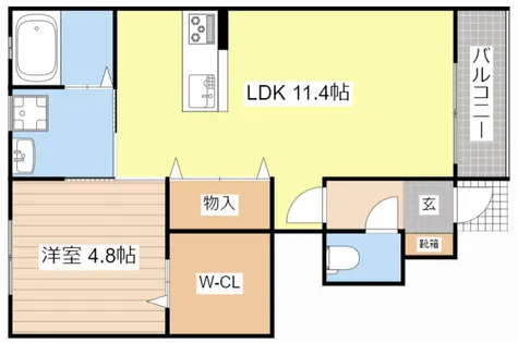 ラフィネ西今【105号室】の間取り