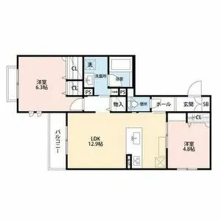 シャーメゾンジオ白鷺【2階】の間取り