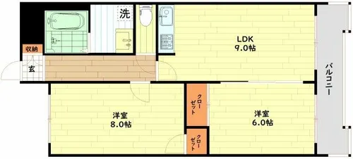 ブルームコートⅡ(旧ハイツニチカンⅡ)【5階】の間取り