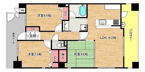 アークフォレスト九条【701号室】の間取り