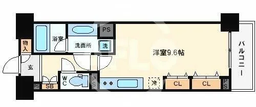 エスリード長堀タワー【9階】の間取り
