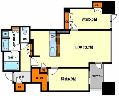 プレミストタワー靭本町【21階】の間取り
