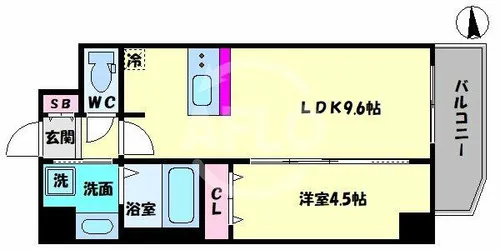 スプランディッド難波WEST【8階】の間取り