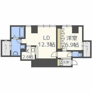 アステリオ北堀江 ザ・メトロタワー【17階】の間取り