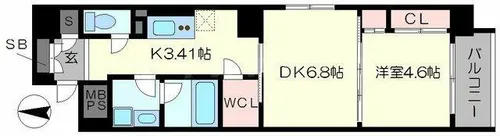 ネットフローラ立売堀【6階】の間取り