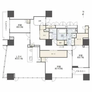 プレミストタワー靭本町【33階】の間取り