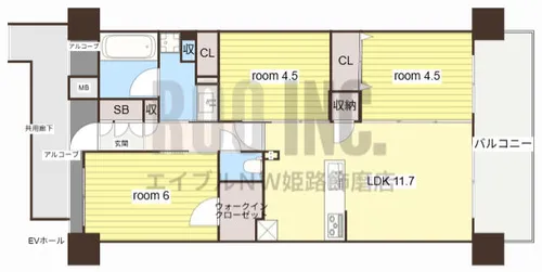 プレサンスロジェ姫路Ⅱ【702号室】の間取り
