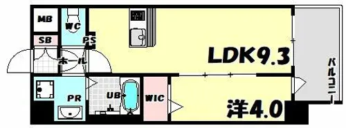 エスライズ神戸三宮山手通壱番館【10階】の間取り