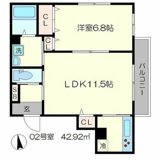 サンクスパレS-field【1階】の間取り