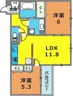 グレイスコート本山中町【203号室】の間取り