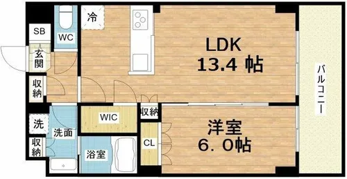 THE MUTUAL 江坂【6階】の間取り