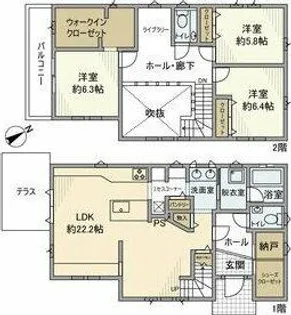 愛知県小牧市小木4丁目【一戸建】の間取り