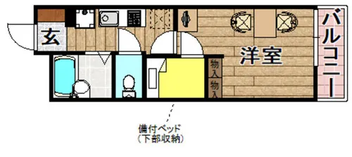 レオパレスミダスコート古曽部【403号室】の間取り