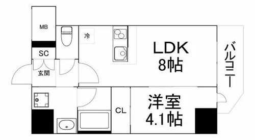 コンフォリア・リヴ北浜高麗橋【15階】の間取り