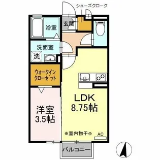 ハイツ新開【202号室】の間取り