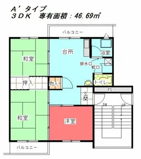 公社賃貸SMALIO 招提B【8-506号室】の間取り