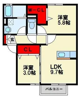 グランジュデ A棟【103号室】の間取り