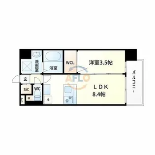 LUXE玉造南【5階】の間取り