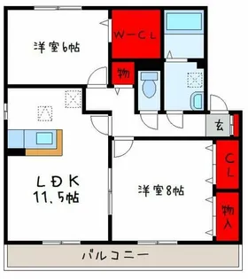ヴィラージュC棟【2階】の間取り