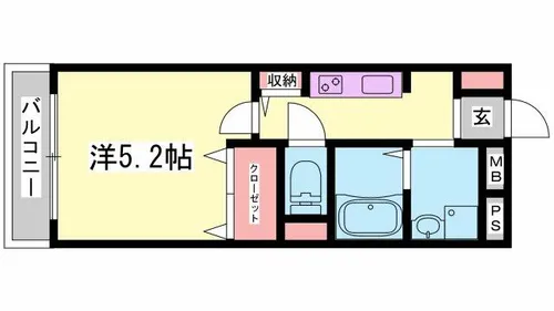 ハイツ中浜【102号室】の間取り
