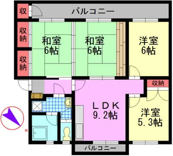 エメラルドタウン本城 A棟【403号室】の間取り