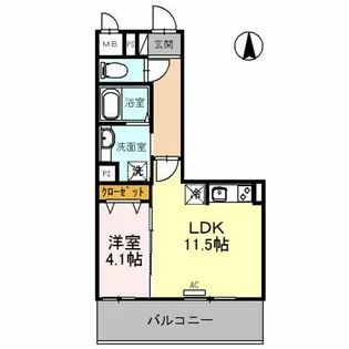 大阪府富田林市旭ケ丘町【アパート】の間取り