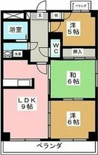 旭丘ハイツ【3階】の間取り