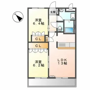 ガーデンハイツ・ミノテA【2階】の間取り