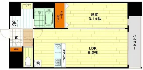大阪府大阪市城東区古市3丁目【マンション】の間取り