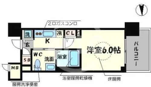 エステムプラザ心斎橋EAST Ⅳブランディア【6階】の間取り
