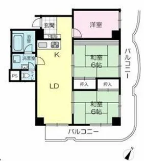 手柄コーポ1号館10B【10B号室】の間取り