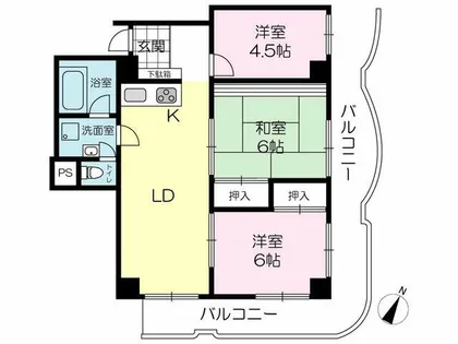 手柄コーポ1号館10B【10B号室】の間取り