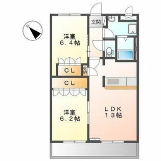 ガーデンハイツ・ミノテA【2階】の間取り