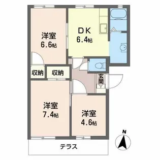タウニィ高岡【A103号室】の間取り