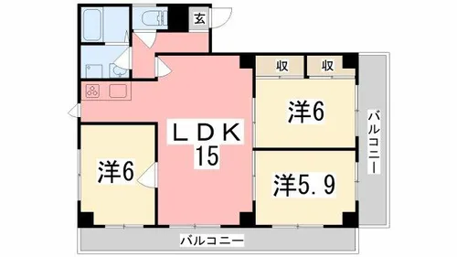 コーポ茶屋【3階】の間取り