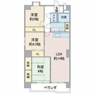 レジデンス栄光【5階】の間取り