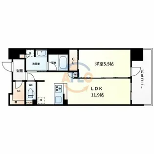 シエリア梅田豊崎【2階】の間取り