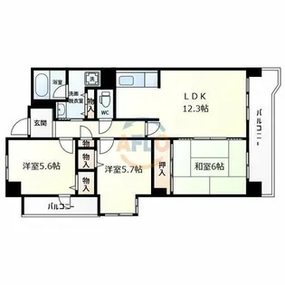 グランデージ住之江【10階】の間取り