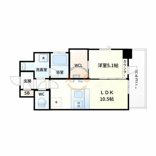 スプランディッド江坂Ⅲ【7階】の間取り