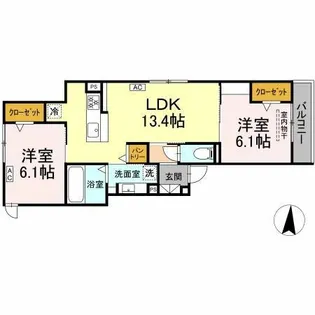 クレアクレール【2階】の間取り