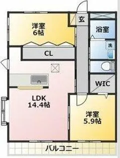 プレステージ杉【102号室】の間取り