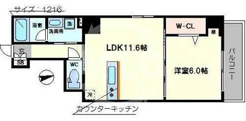 ディオスカーボ難波【8階】の間取り