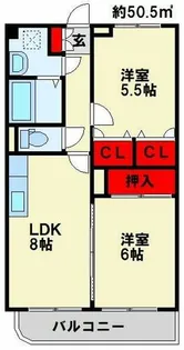 2LDKの間取り画像
