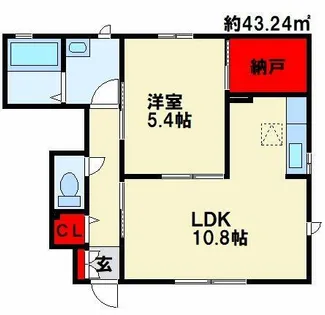 エスポアール B棟【102号室】の間取り