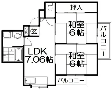 川島第20ビル枚方公園【8階】の間取り