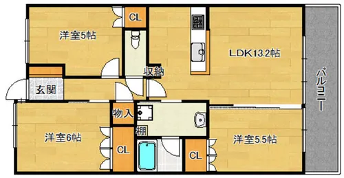 レ・ジェイド高槻古曽部【2階】の間取り