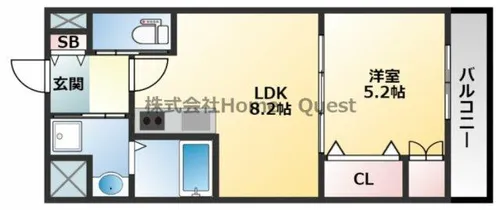 1LDKの間取り画像