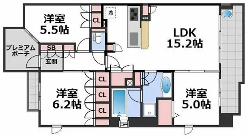 シーンズ天王寺真田山【3階】の間取り