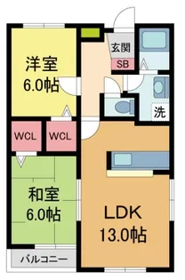 ソレアード甲東園【3階】の間取り